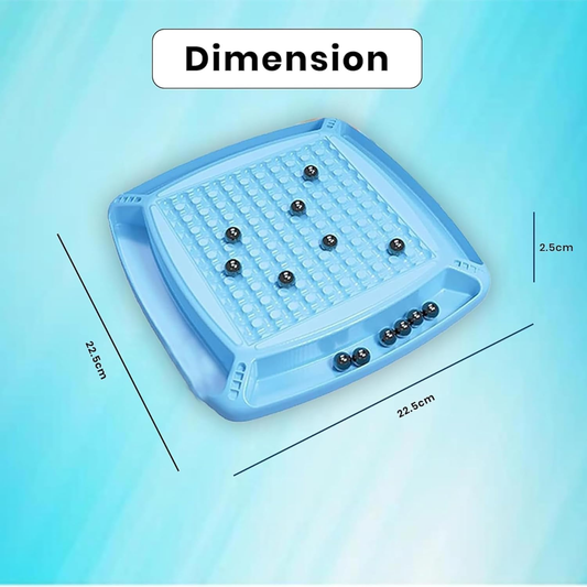 Blue device with black components on a light blue background, showing dimensions.