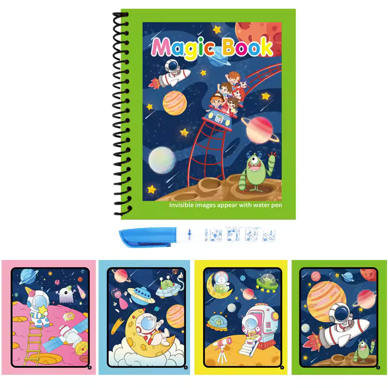 Reusable Magic Water Coloring Book with Magic Pen – Zoo Animals | Mess-Free Learning Book for Kids