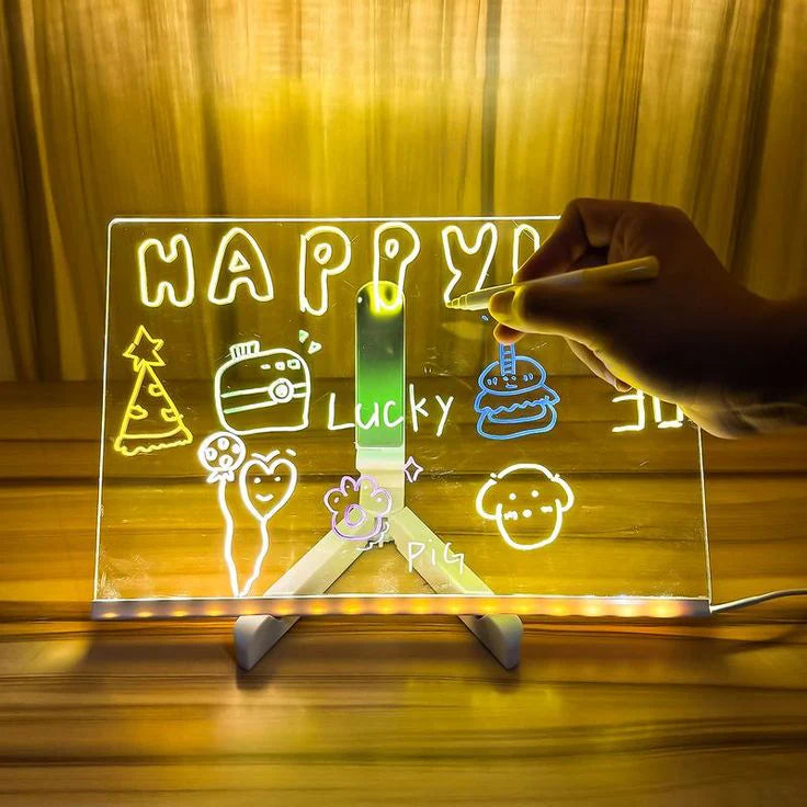 Acrylic LED Board With Colorful Night Light & 7 Neon Pens