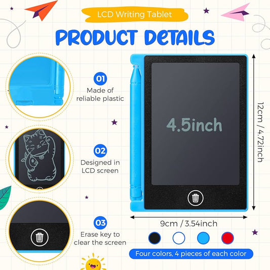 4.5-inch LCD writing tablet with product details on a colorful background