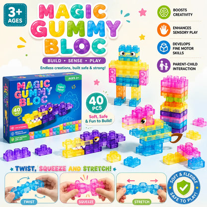 Soft Gummy Jelly Sensory Building Blocks – 40 Pieces