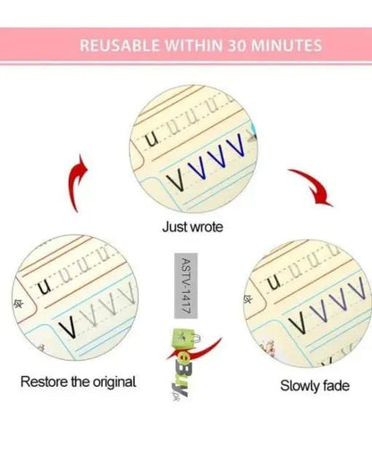 Reusable text correction strip with text 'u VVV' and instructions on how to use it.