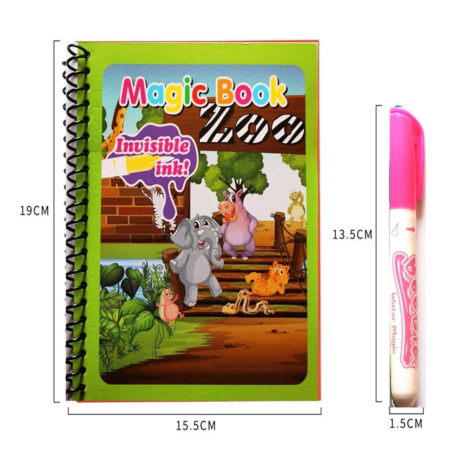 Reusable Magic Water Coloring Book with Magic Pen – Zoo Animals | Mess-Free Learning Book for Kids
