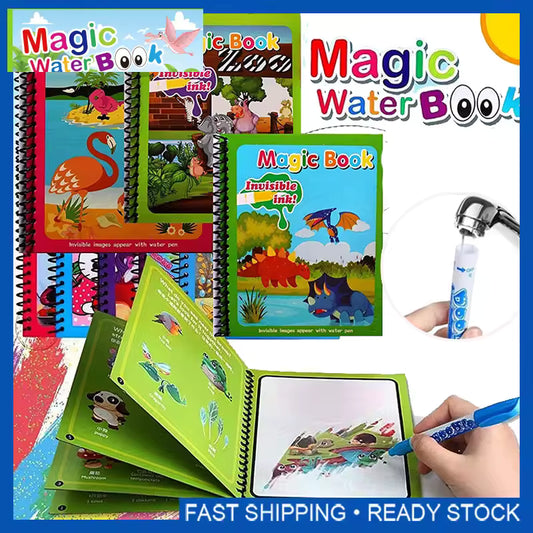 Reusable Magic Water Coloring Book with Magic Pen – Zoo Animals | Mess-Free Learning Book for Kids