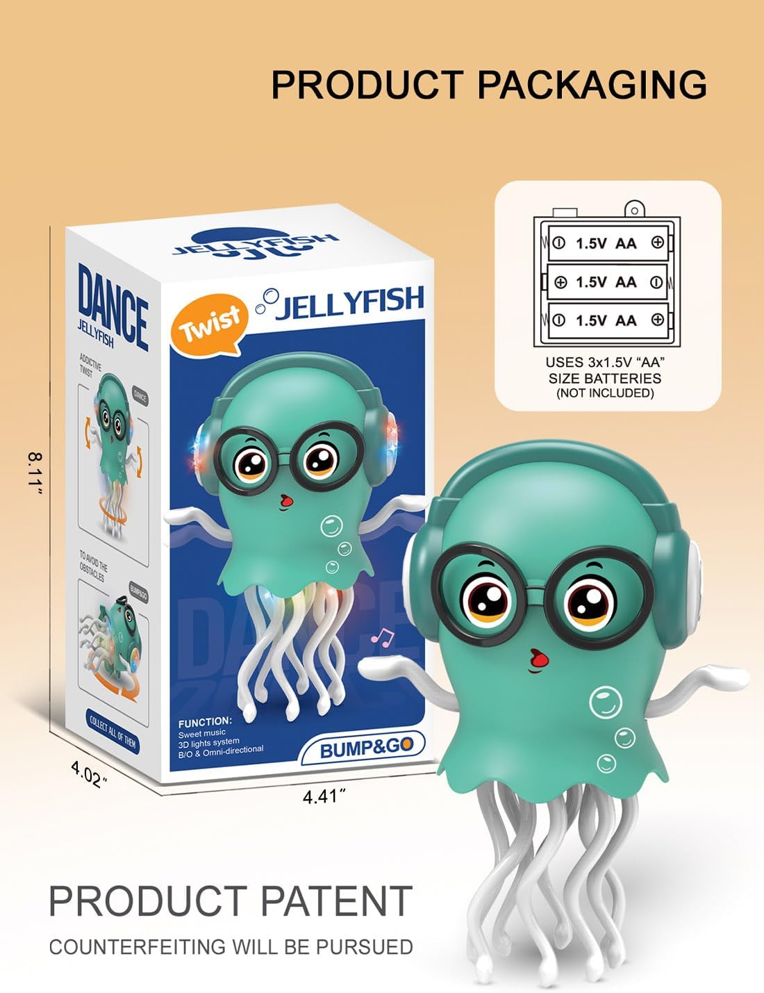 Dancing jelly crawling toy for kids aged 3 to 8 years